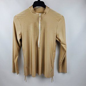 Carve Designs LS Half Zip Rashguard Pullover Swim Shirt Womens Large Brown Gold